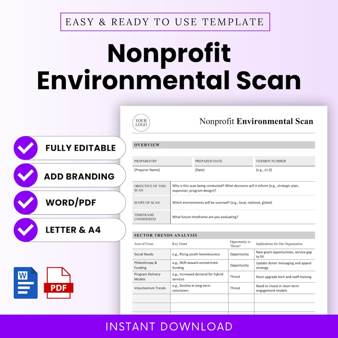 Nonprofit Environmental Scan Template – Word & PDF, A4 + US Letter - Etsy