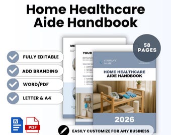 Home Healthcare Aide Handbook Template – Word & PDF, A4 + US Letter
