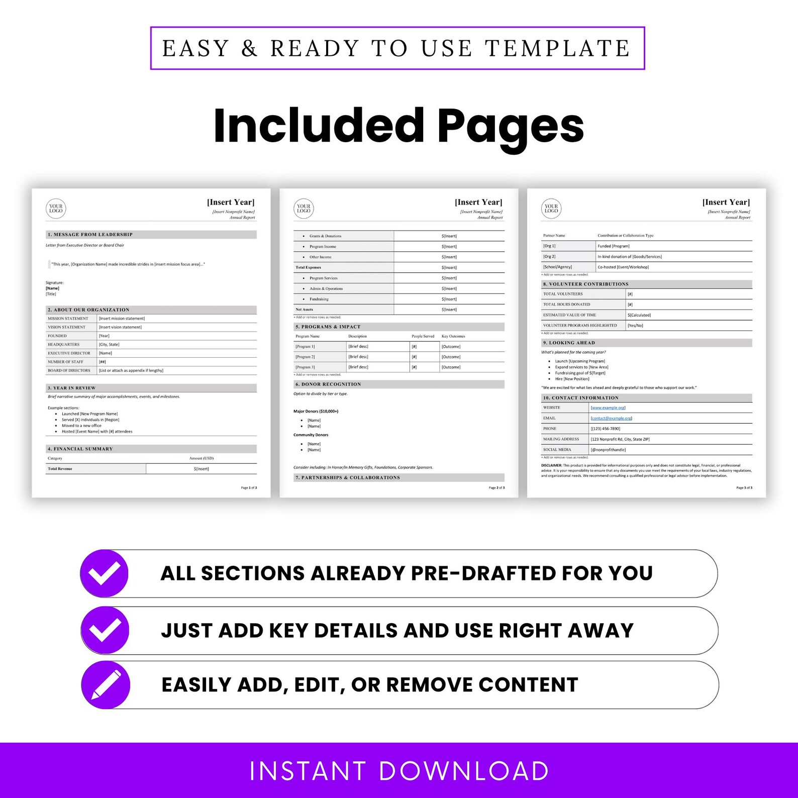 Nonprofit Annual Report Template – Word & PDF, A4 + US Letter - Etsy