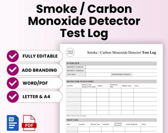 Smoke / Carbon Monoxide Detector Test Log Template – Word & PDF, A4 + US Letter