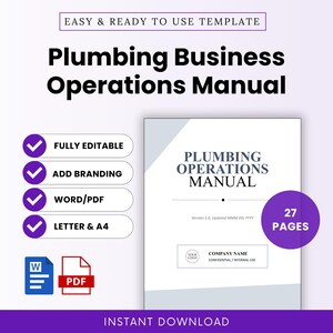 Plumbing Business Operations Manual Template – Word & PDF, A4 + US Letter