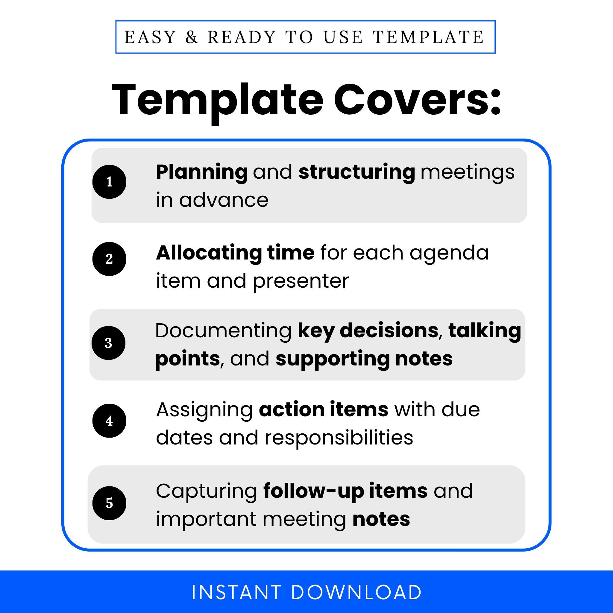Simple Document Layout Meeting Agenda Template (word, PDF) | Simple Meeting Notes Agenda ...