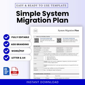 Simple System Migration Plan Template (Word, PDF) | IT Migration Plan, SaaS Migration Plan, Software Migration Plan, Cloud Migration Plan