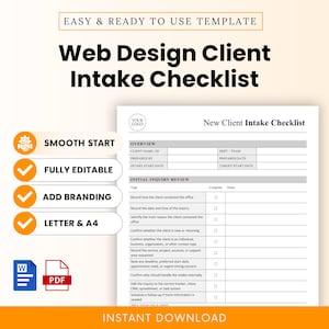 Web Design Client Intake Checklist Template – Word & PDF, A4 + US Letter