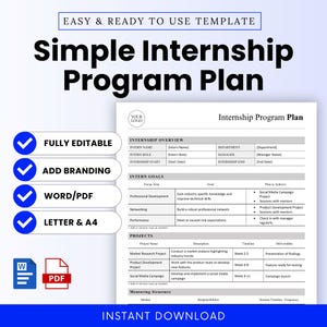 Internship Program Plan Template (Word, PDF) | Intern Onboarding Plan Template, Intern Plan, Intern Schedule, Intern Mentoring Action Plan