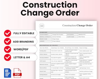 Construction Change Order Template – Word & PDF, A4 + US Letter