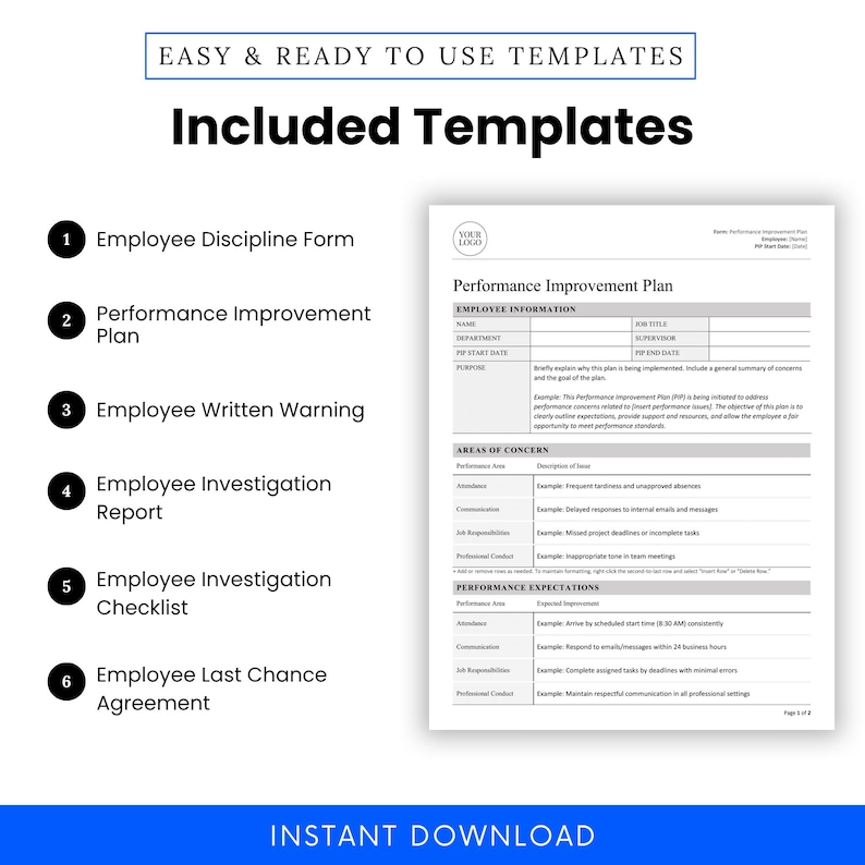 Employee Discipline Forms Bundle (word & PDF) | Employee Behavior ...