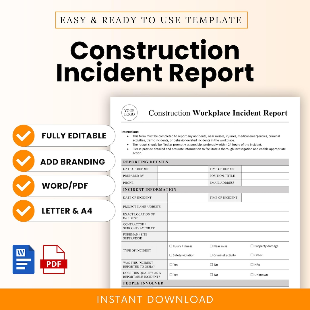 リクルート版労働白書WORKS REPORT '97 FA5 Construction Workplace Incident Report Form (word, PDF), Simple