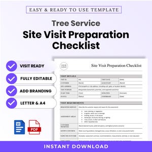Tree Service Site Visit Preparation Checklist Template – Editable Word + PDF (A4, US Letter)
