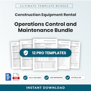 Construction Equipment Rental Operations Control and Maintenance Template Bundle – Editable Word + PDF (A4, US Letter)