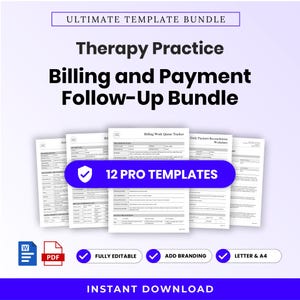 Therapy Practice Billing and Payment Follow-Up Template Bundle – Word & PDF, A4 + US Letter