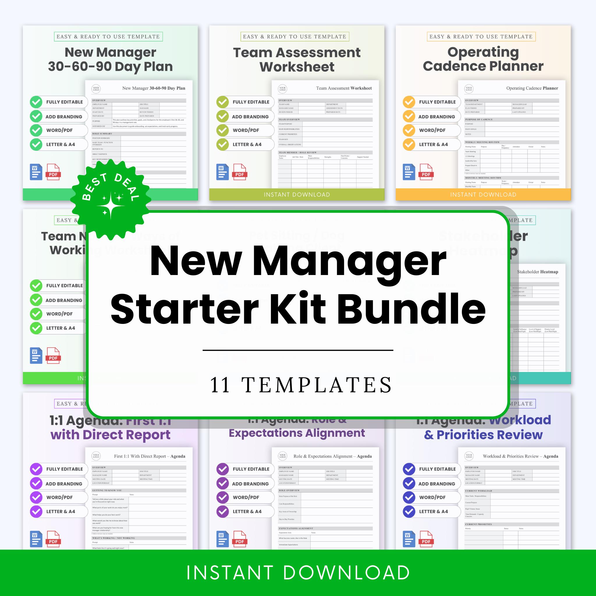 New Manager Starter Kit Templates Bundle – Word & PDF, A4 + US Letter ...