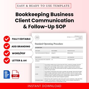 Bookkeeping Business Client Communication and Follow-Up SOP Template – Word & PDF, A4 + US Letter