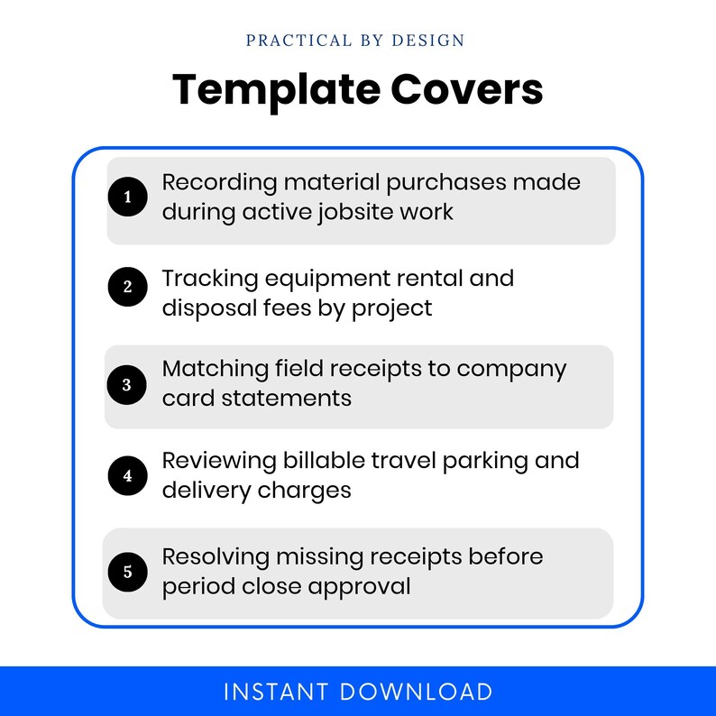 Construction and Field Services Job Expense and Receipt Log Template ...
