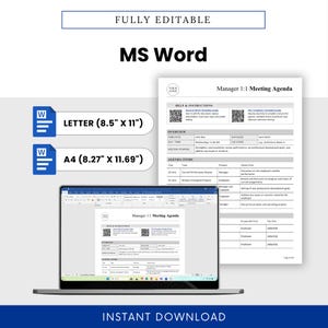 Digital preview of the agenda in Microsoft Word with editable sections, compatible with Letter and A4 sizes—designed for customization and brand-ready integration.