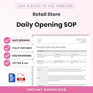 Retail Store Daily Opening SOP Template – Editable Word + PDF (A4, US Letter)
