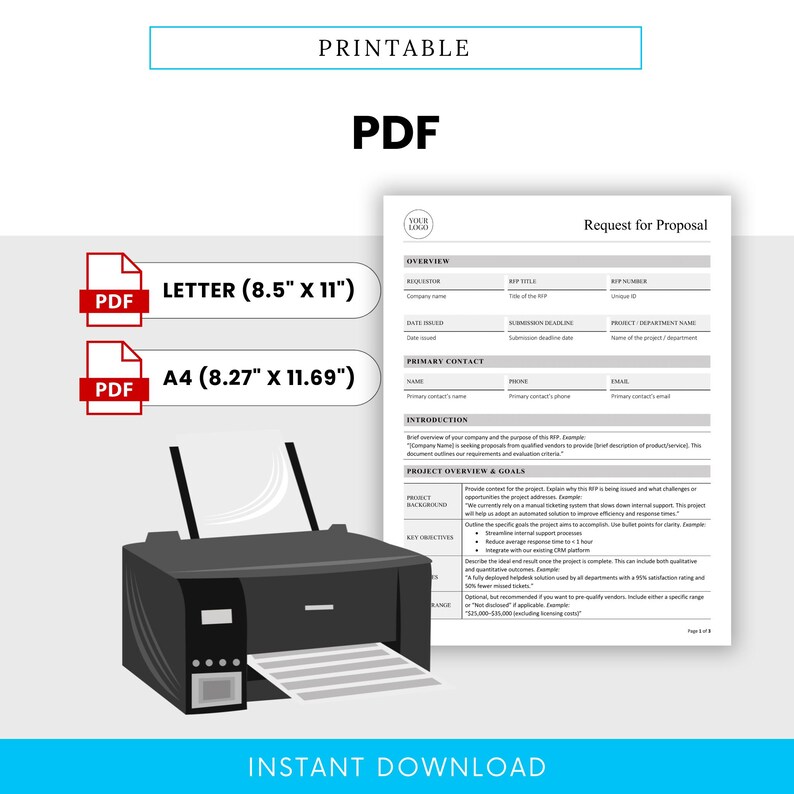 Simple Request for Proposal Template (word, PDF) | RFP Template ...