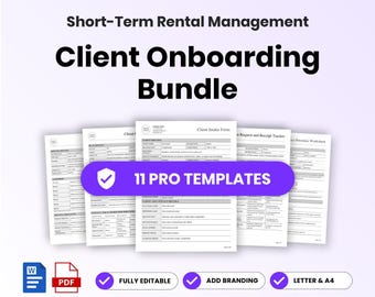Short-Term Rental Management Client Onboarding Template Bundle – Editable Word + PDF (A4, US Letter)