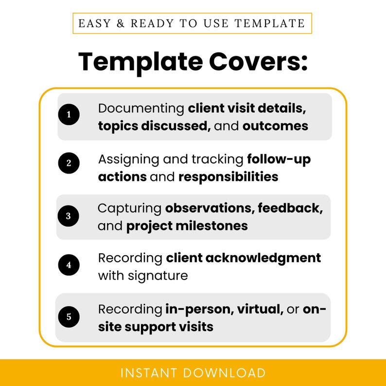 Client Visit Notes Simple Client Visit Summary Template – Word & PDF, A4 + US Letter - Etsy