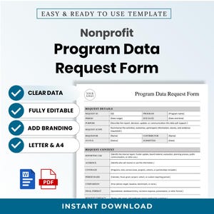 Nonprofit Program Data Request Form Template – Editable Word + PDF (A4, US Letter)