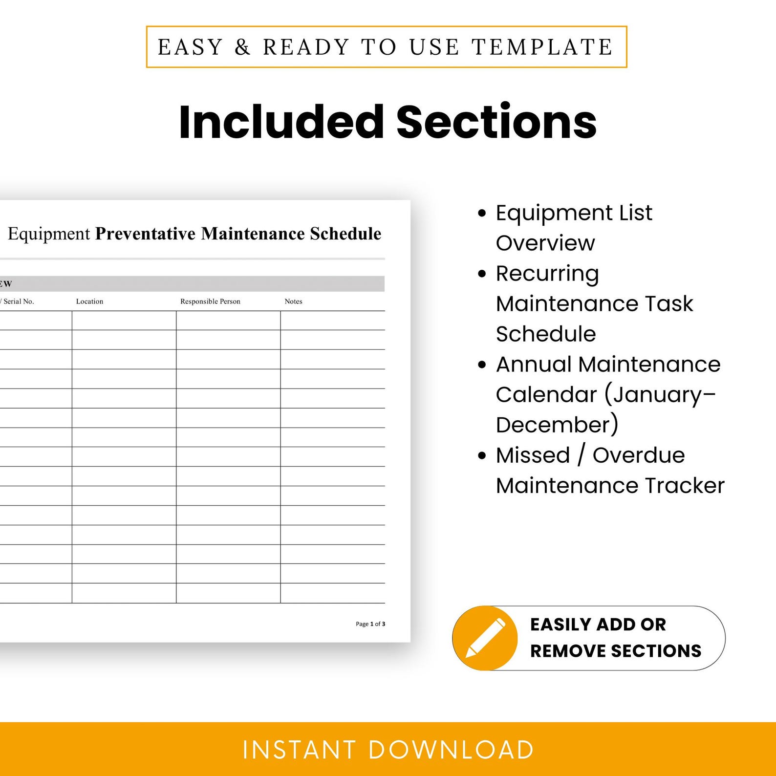 Equipment Preventative Maintenance Schedule Template - Word & PDF, A4 ...