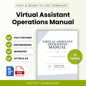 Virtual Assistant Operations Manual Template – Word & PDF, A4 + US Letter