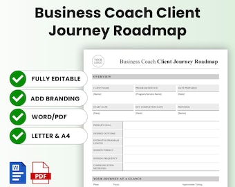 Business Coach Client Journey Roadmap Template – Word & PDF, A4 + US Letter