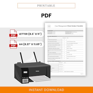 Printer and PDF icons with visual emphasis on print-friendly layout. Highlights template’s compatibility with both US Letter and A4 sizes in high-resolution format.
