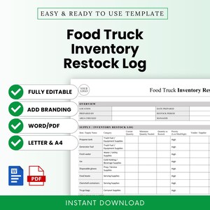 Food Truck Inventory Restock Log Template – Word & PDF, A4 + US Letter
