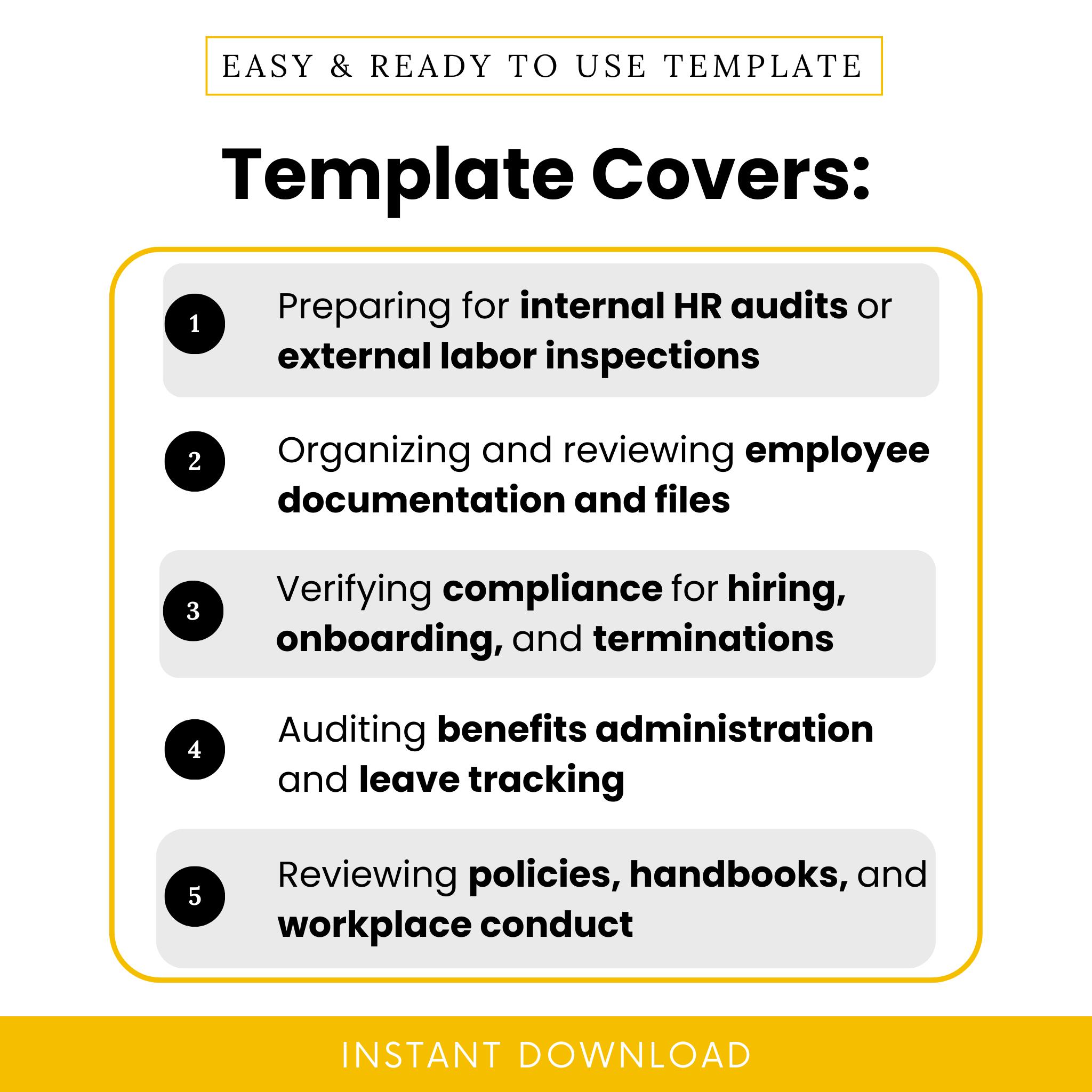 HR Audit Preparation Checklist Template – Word & PDF, A4 + US Letter - Etsy