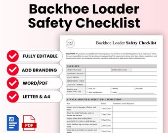 Backhoe Loader Safety Checklist Template – Word & PDF, A4 + US Letter