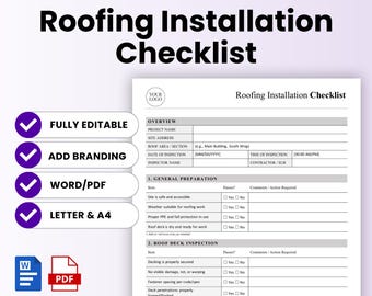 Roofing Installation Checklist Template – Word & PDF, A4 + US Letter