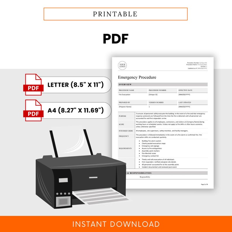 Office Emergency Procedure Guide.pdf Fire Evacuation Workplace Emergency Procedure Template – Word & PDF, A4 ...