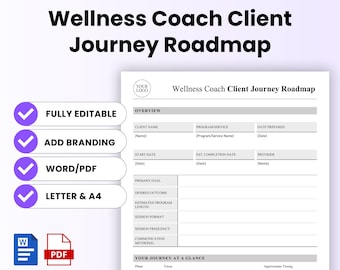 Wellness Coach Client Journey Roadmap Template – Word & PDF, A4 + US Letter