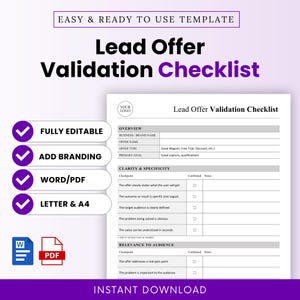 Lead Offer Validation Checklist Template – Word & PDF, A4 + US Letter