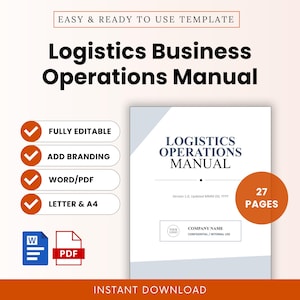 Logistics Business Operations Manual Template – Word & PDF, A4 + US Letter