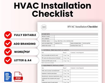 HVAC Installation Checklist Template – Word & PDF, A4 + US Letter