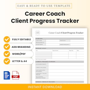 Career Coach Client Progress Tracker Template – Word & PDF, A4 + US Letter