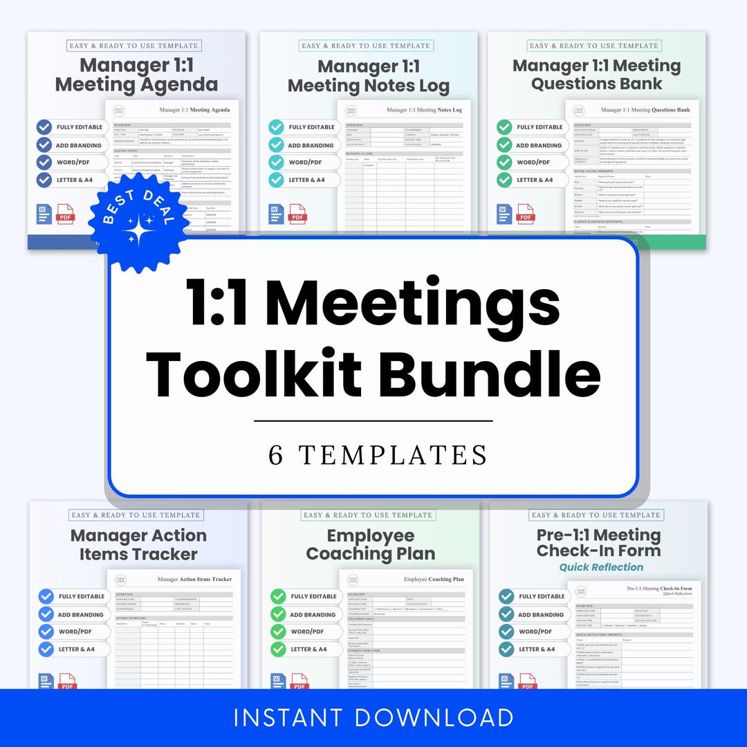 Toolkit Examples Word Document 1:1 Manager Meetings Toolkit Template Bundle – Word & PDF, A4 + US ...