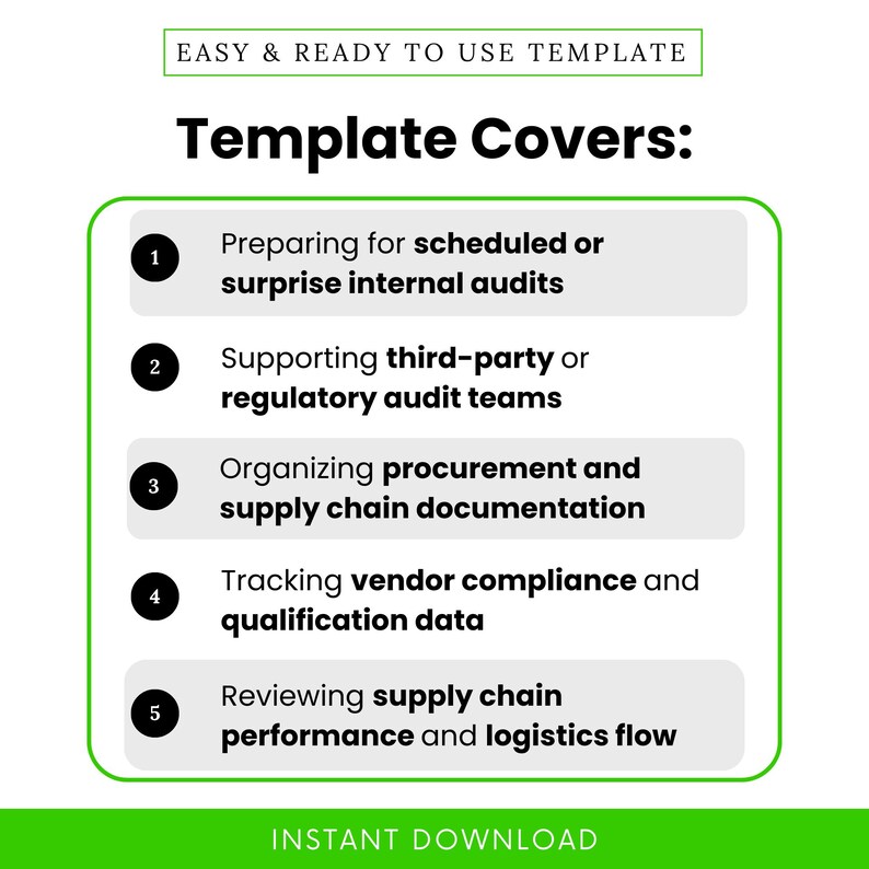 Procurement and Supply Chain Audit Preparation Checklist Template ...