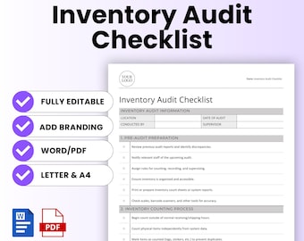 Inventory Audit Checklist Template (Word, PDF) | Inventory Counts, Warehouse Checklist, Inventory Management, Stock, Inventory Tracker