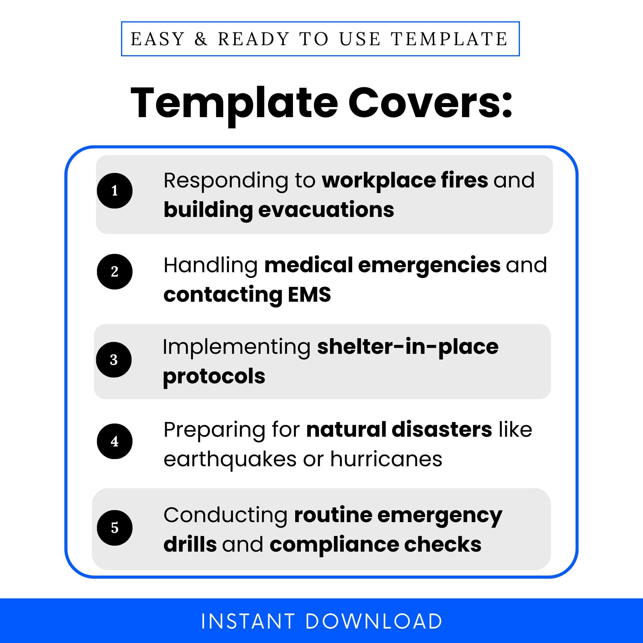 Workplace / Facility Emergency Procedure Template – Word & PDF, A4 + US ...