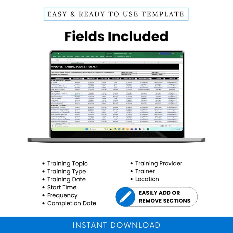 Simple Employee Training Plan & Tracker Template (MS Excel, Google ...