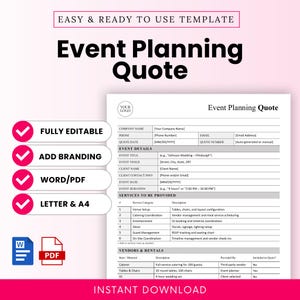 Event Planning Quote Template – Word & PDF, A4 + US Letter