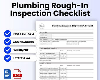Plumbing Rough-In Inspection Checklist Template – Word & PDF, A4 + US Letter
