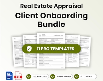 Real Estate Appraisal Client Onboarding Template Bundle – Editable Word + PDF (A4, US Letter)