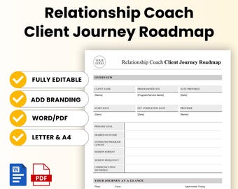 Relationship Coach Client Journey Roadmap Template – Word & PDF, A4 + US Letter