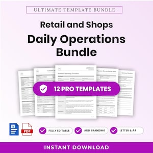 Rarr Template Retail and Shops Daily Operations Template Bundle – Editable Word + PDF ...
