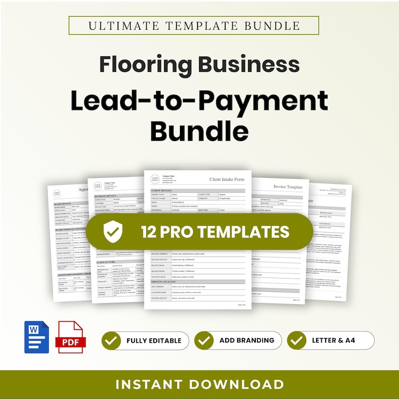 Flooring Business Lead-to-payment Template Bundle – Word & PDF, A4 + US ...