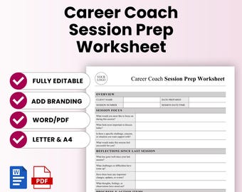 Career Coach Session Prep Worksheet Template – Word & PDF, A4 + US Letter